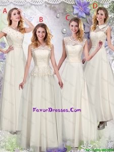 Feminine Champagne Laced Bridesmaid Dresses with Appliques