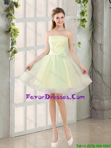 Custom Made A Line Strapless Tulle Prom Dresses with Belt