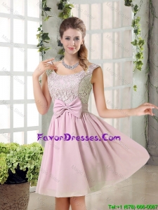 Custom Made A Line Straps Prom Dresses with Bowknot