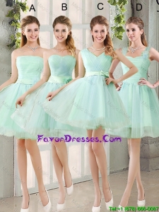 2016 Spring A Line Ruching Prom Dresses with Belt in Apple Green