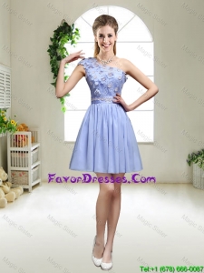 Perfect One Shoulder Appliques Prom Dresses in Lavender