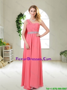 Pretty One Shoulder Sequined Prom Dresses in Watermelon Red