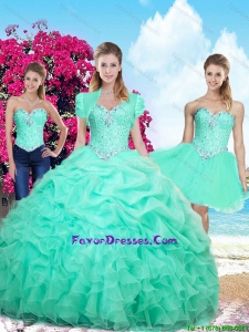 2015 Winter Perfect Summer Ruffles and Beaded Detachable Sweet 16 Dresses in Apple Green