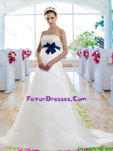 Beautiful Beaded and Bowknot Wedding Gowns with Chapel Train