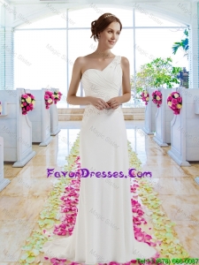 Designer Column One Shoulder Wedding Dresses for Beach