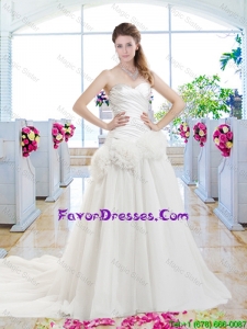 Fashionable Hand Made Flowers Wedding Dresses with Sweetheart
