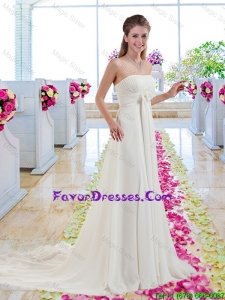 Latest Strapless Wedding Gowns with Hand Made Flowers