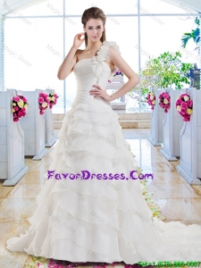 New Style Ruffled Layers Wedding Dresses with One Shoulder