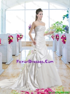 Romantic Mermaid One Shoulder Wedding Dresses with Court Train