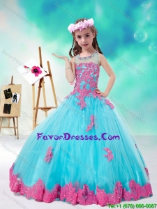 Cheap Scoop Multi Color Little Girl Pageant Dresses with Appliques