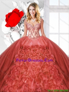 Beautiful Ruffles Rust Red Quinceanera Dresses with Straps