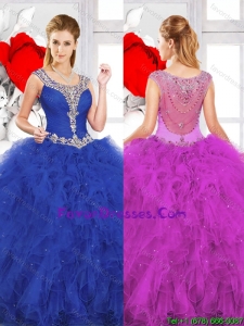 Beautiful Scoop Ruffles Quinceanera Dresses with Beading for Summer