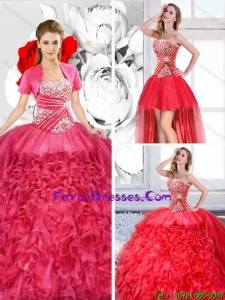 Pretty Sweetheart Detachable Quinceanera Dresses with Ruffles for Summer