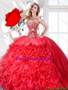 Red Sweetheart Exquisite Quinceanera Gowns with Beading