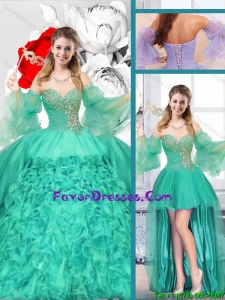 Spring New Style Sweetheart Detachable Sweet 16 Gowns with Ruffles