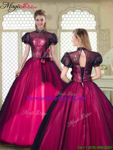 2016 Beautiful High Neck Quinceanera Dresses with Short Sleeves