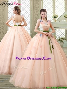 2016 New Style Straps Quinceanera Dresses with Appliques and Belt