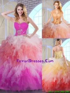 Popular Multi Color Quinceanera Gowns with Appliques and Ruffles