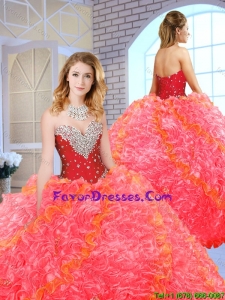 Formal Sweetheart Quinceanera Gowns with Beading and Ruffles