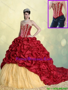 Luxurious Beading and Pick Ups Sweet 16 Dresses with Brush Train
