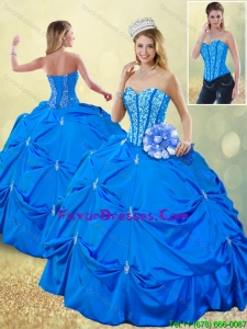 Popular Fall Blue Quinceanera Gowns with Pick Ups