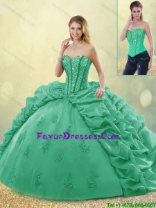Hot Sale Turquoise Detachable Quinceanera Skirts with Brush Train for 2016