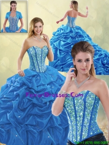 Luxurious Beading Blue Detachable Quinceanera Skirts with Sweetheart