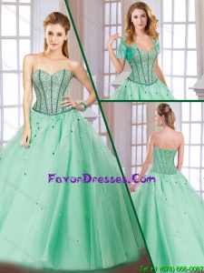 Latest Beading Lace Up Exquisite Quinceanera Dresses with Sweetheart for 2016
