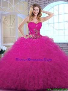 Classical Ball Gown Sweetheart New Style Quinceanera Dresses in Fuchsia