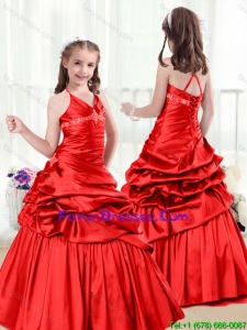 Cheap Beading and Pick Ups Halter Top Little Girl Pageant Dresses
