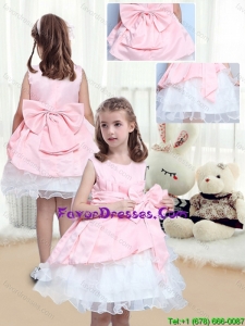 Perfect A Line Scoop Mini Length Bowknot Little Girl Pageant Dresses for 2016