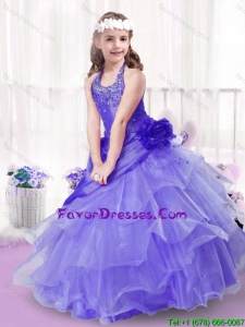 Popular Beading and Ruffles Little Girl Pageant Dresses in Lavender