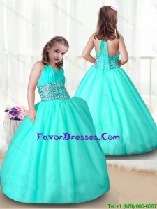 New Style Apple Green Pretty Flower Girl Gowns with Beading