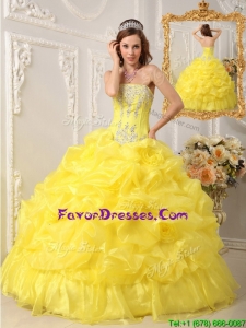 2016 Elegant Ball Gown Strapless Floor Length Quinceanera Dresses