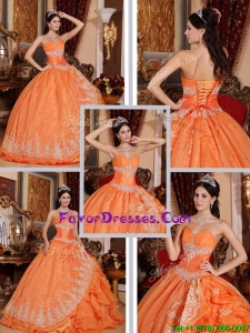 2016 Latest Beading and Appliques Quinceanera Gowns in Orange Red