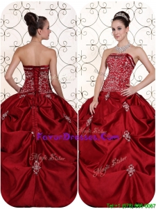 Best Selling Embroidery and Pick Ups Strapless Quinceanera Dresses