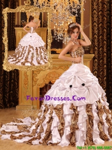 Gorgeous Ball Gown Strapless Brush Train White Quinceanera Dresses