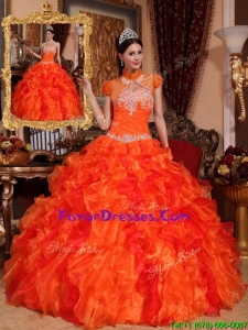 Latest Appliques and Beading Quinceanera Dresses in Orange