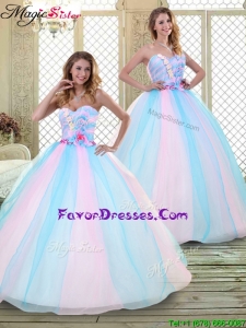 2016 Sweetheart Quinceanera Dresses with Hand Made Flowers