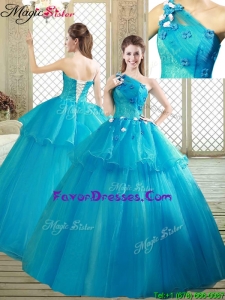 Popular One Shoulder Quinceanera Dresses with Ruffles and Appliques