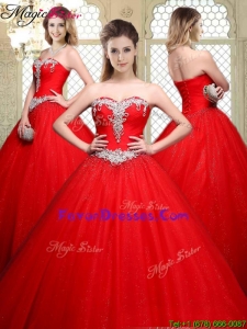 Popular Sweetheart Beading Quinceanera Gowns with Brush Train