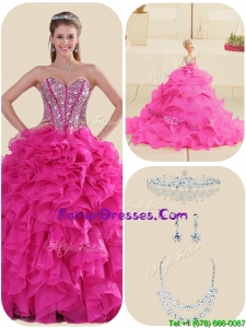 2016 Best Fuchsia Quinceanera Gowns with Ruffles and Beading