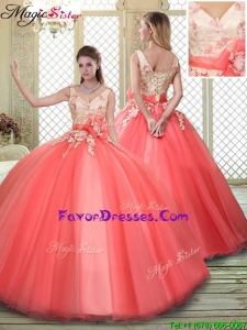 Discount Quinceanera Dresses with Appliques and Hand Made Flowers