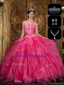 Designer Strapless Sweet 16 Dresses with Appliques and Ruffles