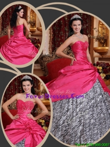 Inexpensive Ball Gown Sweetheart Quinceanera Dresses in Hot Pink
