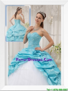 2016 Exquisite Aqua Blue Ball Gown Sweetheart Quinceanera Dresses