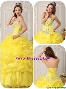 Exquisite Beading and Ruffles Quinceanera Dresses in Yellow