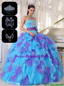 Exquisite Multi Color Sweet 16 Gowns with Beading and Appliques