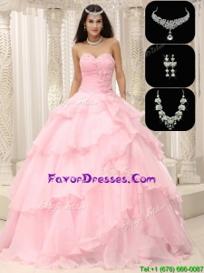 Gorgeous Beading and Ruffles Sweet 16 Dresses in Baby Pink