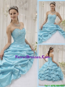 Gorgeous Beading Sweetheart Quinceanera Gowns in Aqua Blue